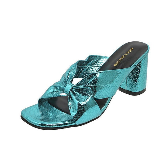 Mules à talons effet serpent